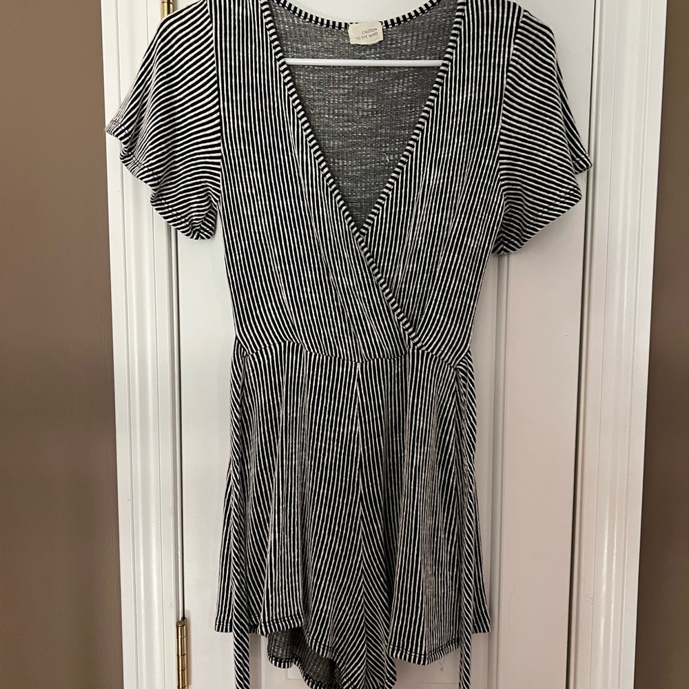 Black and White striped romper